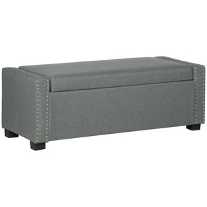 Upholstered Flip Top Storage Bench Fabric Ottoman for Bedroom, Living room, Dark Grey – view 8