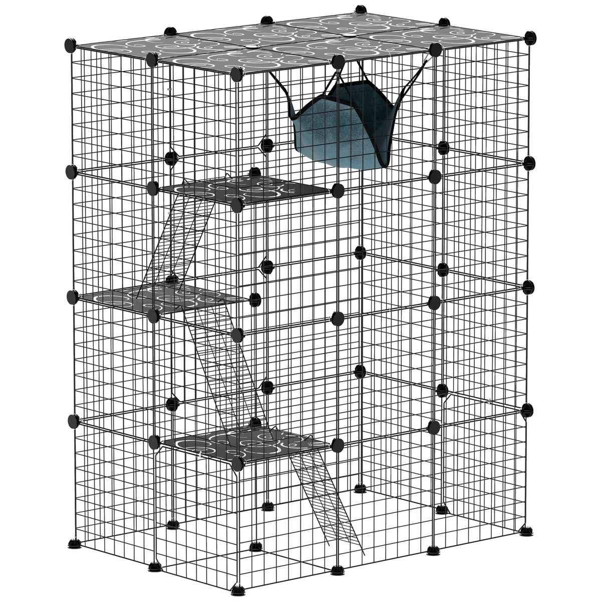 4 Tier DIY Cat Cage Indoor, Catio for 1-3 Cats with Hammock, 5 Doors, 3 Ramps, 3 Jumping Platforms – view 15