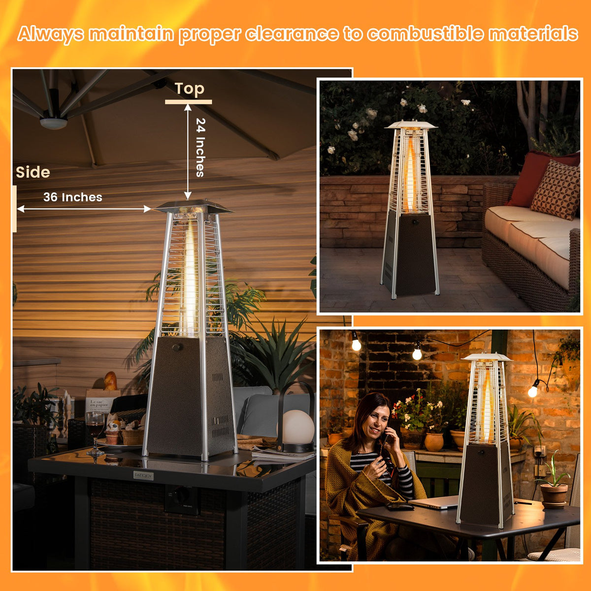 9500 BTU Portable Steel Tabletop Patio Heater with Glass Tube view 8