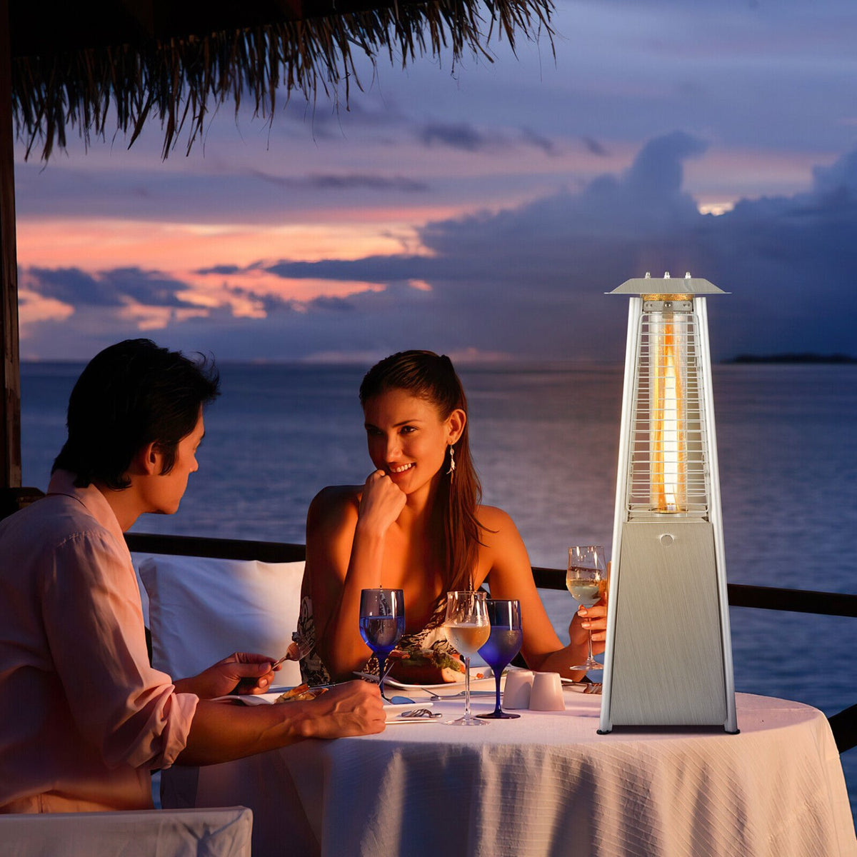 9500 BTU Portable Stainless Steel Tabletop Patio Heater with Glass Tube view 2