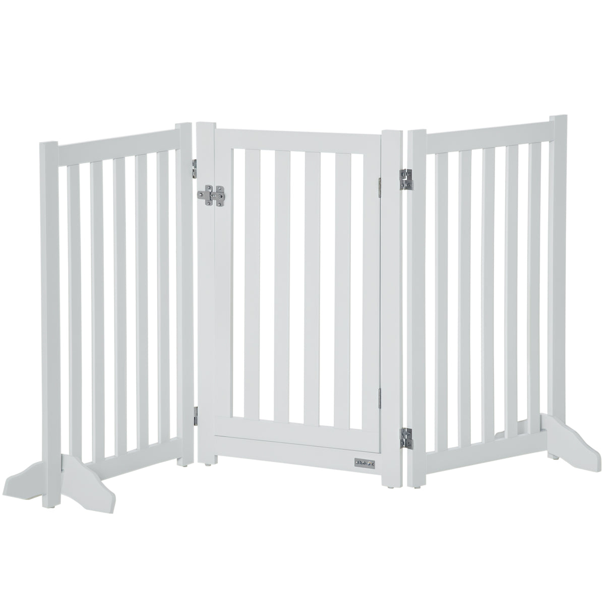 31.5"H Foldable Dog Gate with Door, 3 Panels Freestanding Pet Gate Barriers Indoor with Support Feet
