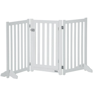31.5"H Foldable Dog Gate with Door, 3 Panels Freestanding Pet Gate Barriers Indoor with Support Feet