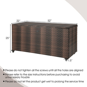 96 Gallon PE Wicker Outdoor Storage Box with 4 Wheels-Brown view 4