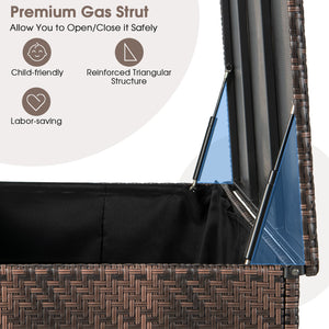 96 Gallon PE Wicker Outdoor Storage Box with 4 Wheels-Brown view 8
