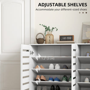 Narrow Shoe Cabinet with Slatted Doors, Adjustable Shelves for 20 Pairs of Shoes – view 16