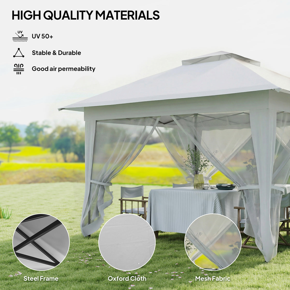 12' x 12' Foldable Pop-up Party Tent Instant Canopy Sun Shade Gazebo Shelter with Steel Frame, Dark Grey – view 12