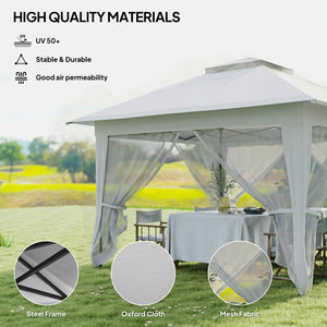 12' x 12' Foldable Pop-up Party Tent Instant Canopy Sun Shade Gazebo Shelter with Steel Frame, Dark Grey – view 12
