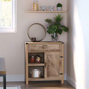 Rustic Barn Door Storage Cabinet Modern Farmhouse Buffet Sideboard for Kitchen & Dining Room Dark Oak – view 13