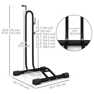 Soozier Vertical & Horizontal Bike Rack Bicycle Storage Stand with Adjustable Hooks, Fits 6"-28" and 700c Bikes