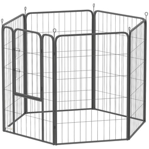 6 Panels Heavy Duty Dog Playpen Outdoor Indoor with Door & Strap, 24" Height Portable & Foldable Pet Playpen