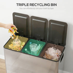 Garbage Bin, Soft-Close Trash Can with Foot Pedal, 3x5 Gallon (3x20 L) Garbage Can with Removable Inner – view 10