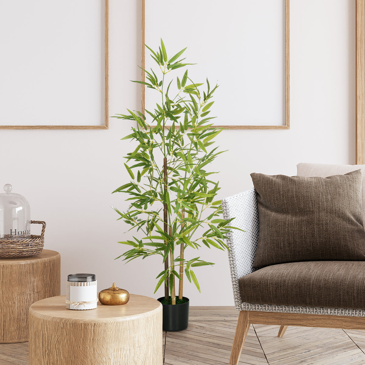 4ft Artificial Tree, Indoor Fake Bamboo with Pot, for Home Office Living Room Decor