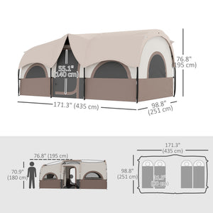 4 Person Camping Tent, 3 Room Cabin Tent, 3000mm Waterproof and UPF30+ with Sewn in Groundsheet and Carry – view 9