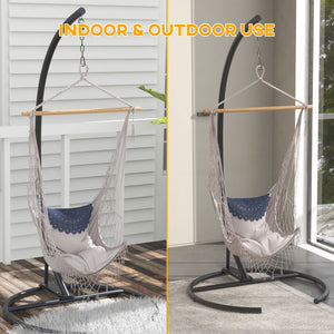 Hanging Hammock Chair Stand with Round Base, Heavy Duty Hammock Stand Only with 330 lbs. Capacity, Black