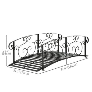 6FT Steel Garden Bridge with Safety Siderails, Decorative Arc Landscaping Bridge for Backyard Creek Stream – view 2