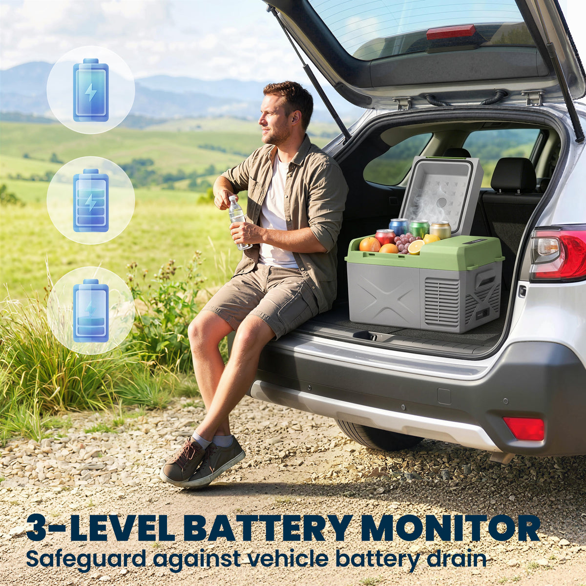 12 Volt Car Refrigerator, 12QT Car Fridge Electric Cooler, 12/24V DC and 110-240V AC, -4℉~68℉, Portable Refrigerator