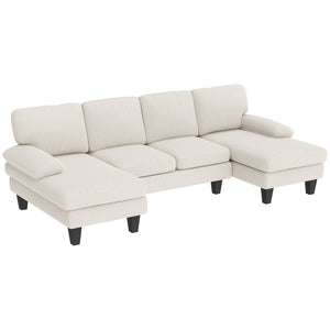 Sectional Sofa, U Shaped Couch with Double Chaise, Pillow-top Armrests and Spring Cushions