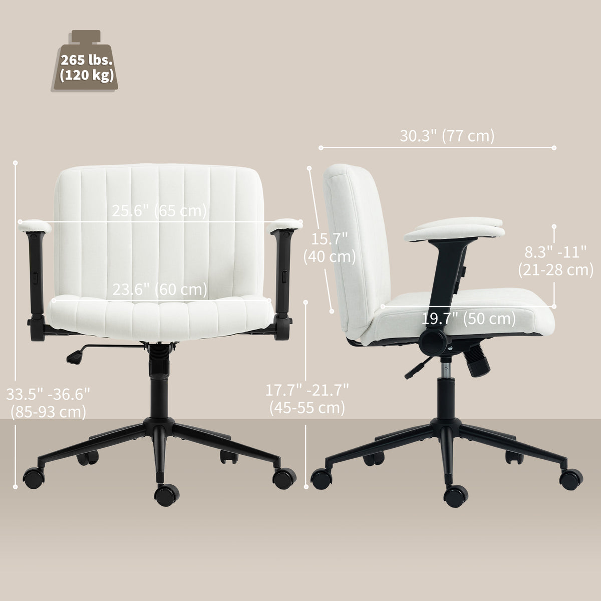 Criss Cross Chair with Flip-up Armrests, Wheels, Wide Office Chair with Adjustable Height, Tilting – view 2