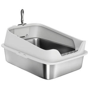 Cat Litter Box Stainless Steel with Metal Litter Scoop, Never Absorbs Odors, Anti Leakage, 17" x 13" x 10" – view 8
