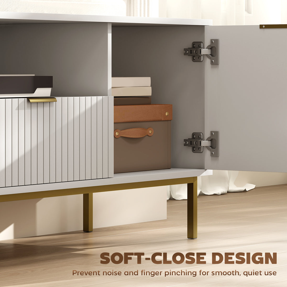 Modern TV Console for TVs up to 60 Inch, Entertainment Center with Smart RGB LED Lights and Soft Close – view 12