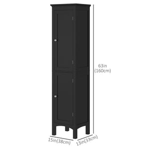 Tall Bathroom Cabinet, Freestanding Storage Organizer with Adjustable Shelves and Cupboards – view 2
