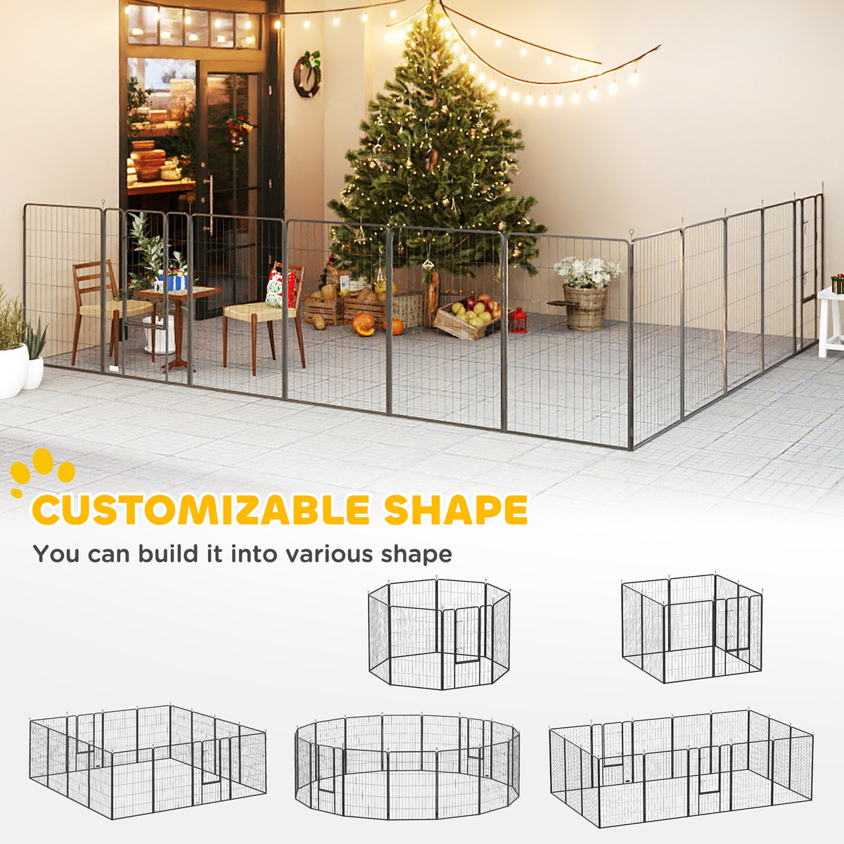 Heavy Duty Pet Playpen, 16 Panels Steel Dog Fence Puppy Exercise Pen with 2 Doors Locking Latch, 47" Height