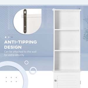 Tall Bathroom Storage Cabinet, Freestanding Linen Tower with 3-Tier Open Adjustable Shelf, White – view 6