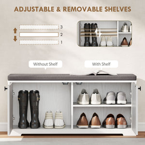 Shoe Storage Bench with Padded Seat, Entryway Bench Holds up to 352 lb, Shoe Organizer, 8 Pairs, Light Grey – view 25