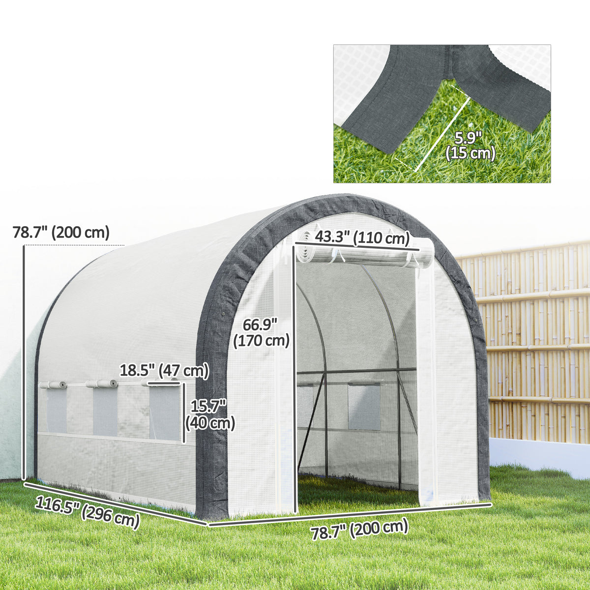 19.5' x 10' x 6.5' Upgraded Tunnel Greenhouse Green House with Mesh Door and Windows – view 9