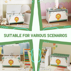 Qaba Toy Chest, Kids Storage Chest with Lid, Safety Hinges and Groove Handles for Boys, Girls