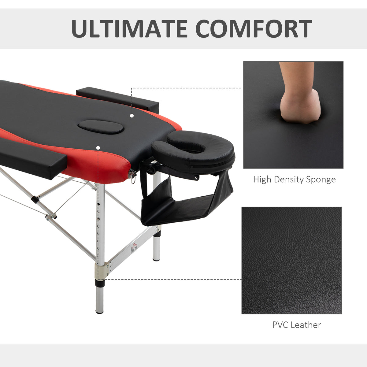 85" 3 Section Foldable Massage Table Professional Salon SPA Facial Couch Bed (Black/Orange)