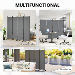 Folding Room Divider, Privacy Screen for Home Office Bedroom, 5.6FT Tall, Dark Grey – view 17