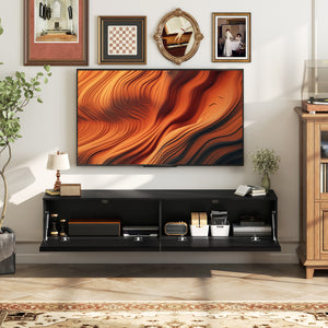 Wall Mounted TV Stand, Floating TV Cabinet with Storage, for TVs up to 70", High Gloss Effect – view 13