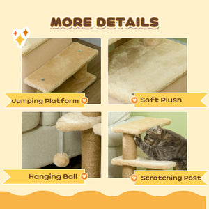 Cat Stairs Pet Steps for Couch Bed with Scratching Posts Condo Ball Toy, 23.6" x 15.7" x 26", Grey – view 12