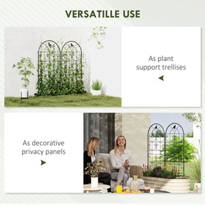 Set of 2 Metal Garden Trellis, Decorative Trellis Panels, Bird Design, 120 x 50 cm, Black – view 5