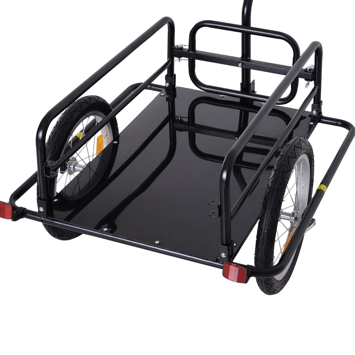 Aosom Folding Bicycle Cargo Trailer Utility Bike Cart Carrier for Garden Patio with Hitch Black