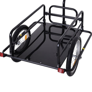 Aosom Folding Bicycle Cargo Trailer Utility Bike Cart Carrier for Garden Patio with Hitch Black