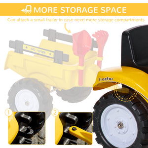 Aosom Ride on Tractor for Kids, Pedal Construction Car with Manual Control Bucket for 3 Years Old, Yellow