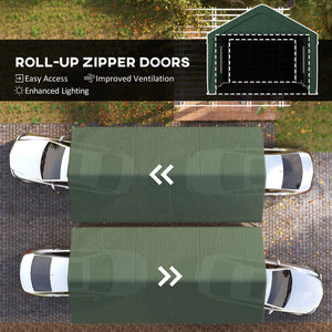 12 x 20ft Carport with 2 Roll-Up Doors, 4 Windows, Portable Garage with Removable Sidewalls for Car, Truck – view 12