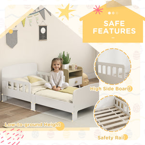 Qaba Toddler Bed Frame with Safety Side Rails for Girls and Boys, Bedroom Furniture