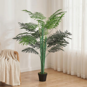 5FT Artificial Palm Tree, Fake Tropical Tree with Lifelike Leaves, Faux Plant in Pot for Indoor Decoration, Green