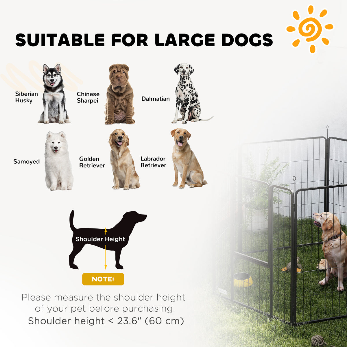 Heavy Duty Dog Playpen with Door for Small Dogs, 6 Panels, 23.5"H