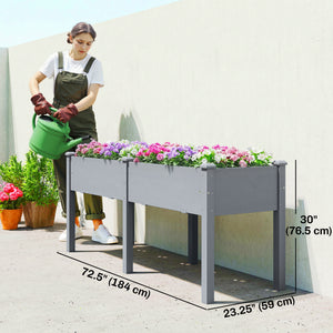Wooden Raised Garden Bed with Legs, 72" x 23" x 30" Elevated Outdoor Planter Box with 6 Drainage Holes