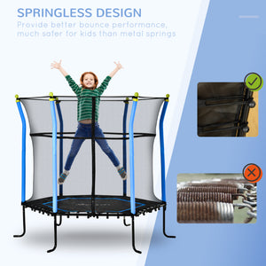 Soozier 63" Kids Trampoline Mini Indoor Bouncer Jumper with Enclosure Net Elastic Thick Padded Pole Gift for Child Toddler Age 3-6 Years Old