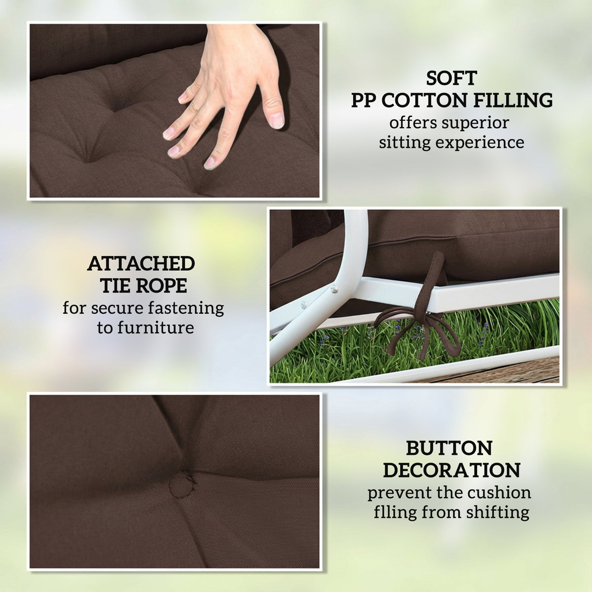 2 Seater Garden Bench Cushion, Soft Thick Outdoor Non-Slip 2 Seater Soft Pad With Backrest for Garden – view 26