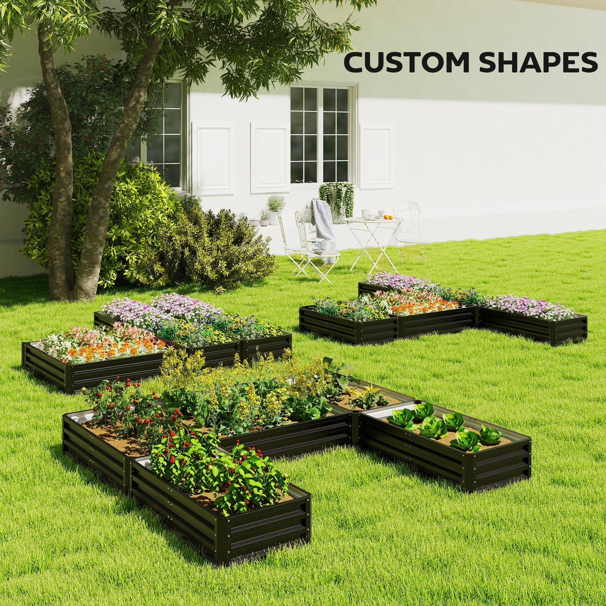 Steel Raised Garden Bed, Set of 5 Large Box Planters for Outdoor Plants Vegetables Flowers Herbs, 8x8x1ft – view 3