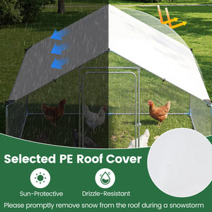 9.8 x 6.7 Feet Large Metal Chicken Coop with Waterproof Cover view 5
