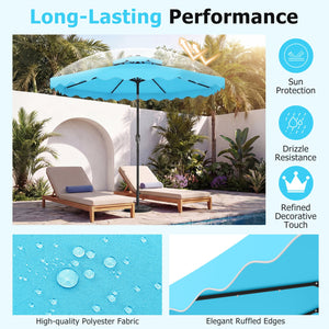 9 FT Solar LED Patio Umbrella Push-Button Tilt and Crank 24 LED Lights and 8 Ribs-Turquoise view 7
