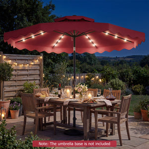 9 FT Solar LED Patio Umbrella Push-Button Tilt and Crank 24 LED Lights and 8 Ribs-Red view 3