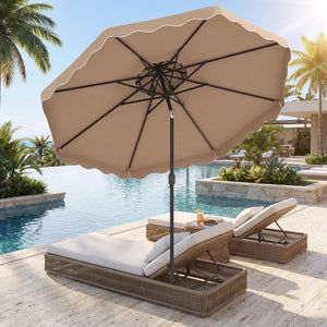 9 Feet Patio Umbrella with Push Button Tilt and Crank-Coffee view 2